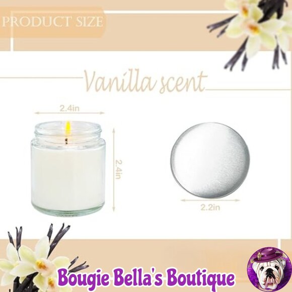 Bougie Bella's Vanilla Scented Mini Soy Candle 4oz - Picture 3 of 4